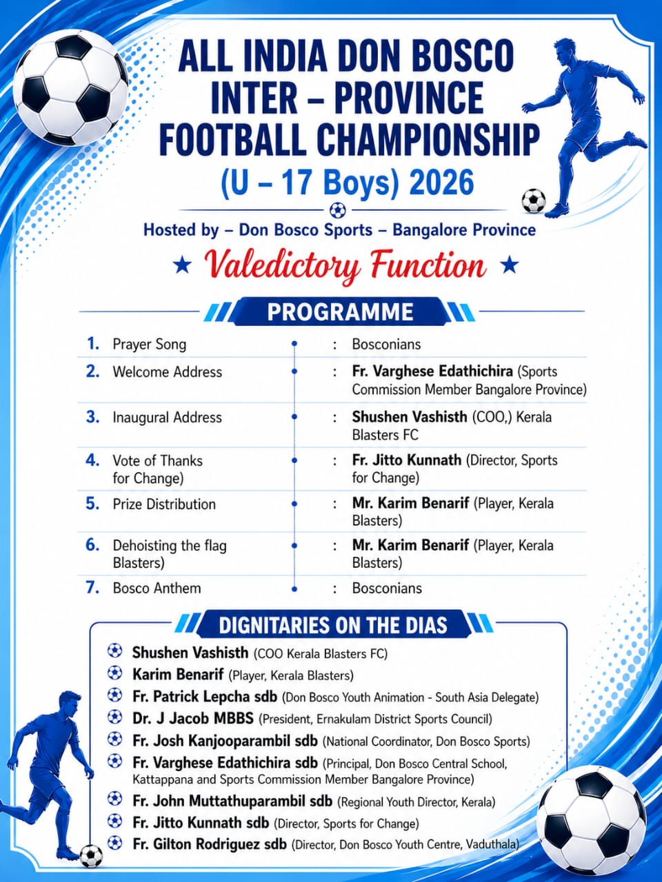 All India Don Bosco football tournament under 17 categories at Don Bosco Oratory Vaduthala:28-29 April 2026.